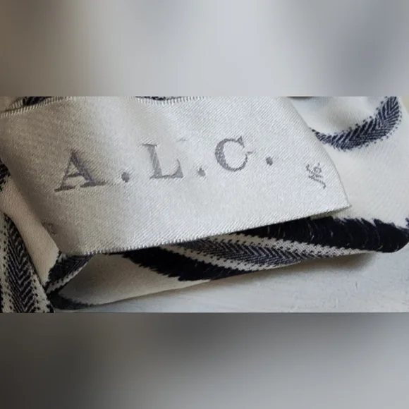 A.L.C. Silk Navy and White Striped Mini Shirt Dress Size XS - Picture 5 of 8